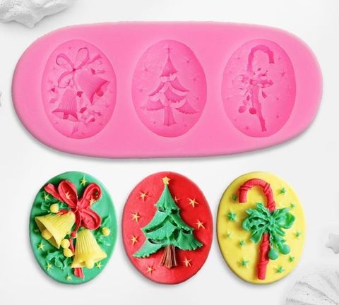 Молд Новогодние кабошоны 10,5х4,5, Арт.СЛ-085, силикон