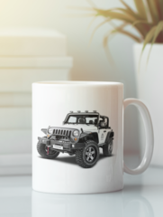 Кружка с рисунком Jeep (Джип) белая 009