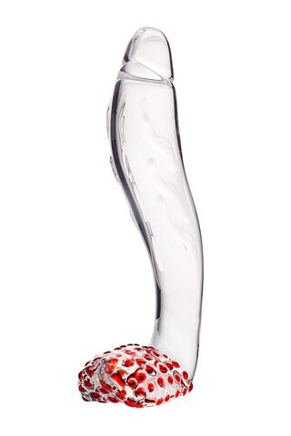 Загнутый фаллос с выпуклыми точками - 17,5 см. - Sexus Sexus Glass 912039