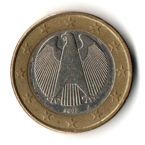1 евро 2002 год (J). Германия. Регулярный выпуск. Биметалл VF-XF