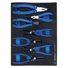 KING TONY (9-40207GPV02) Набор съемников стопорных колец, пассатижей и бокорезов, ложемент, 7 предметов