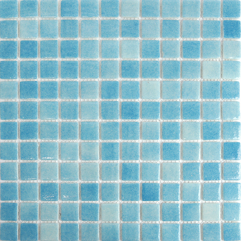 Natural Мозаика плитка из стекла Steppa STP-BL017 голубая светлая глянцевая