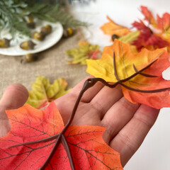 Листья клена искусственные 8 см, осенний микс, двойные, 40 листочков микс цвет.