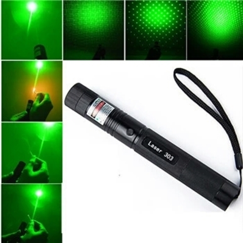 Лазерная указка Green Laser Pointer 303 зеленая с дополнительной насадкой, 5000 mW