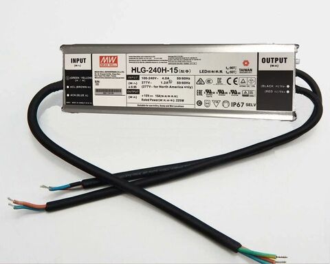 Блок питания Mean Well HLG-240H-15 IP67. 15A 15V