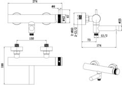 Смеситель для ванны Allen Brau Priority 5.31B10-31 черный матовый