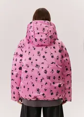Пуховик MAGIC FLOWERS розового цвета