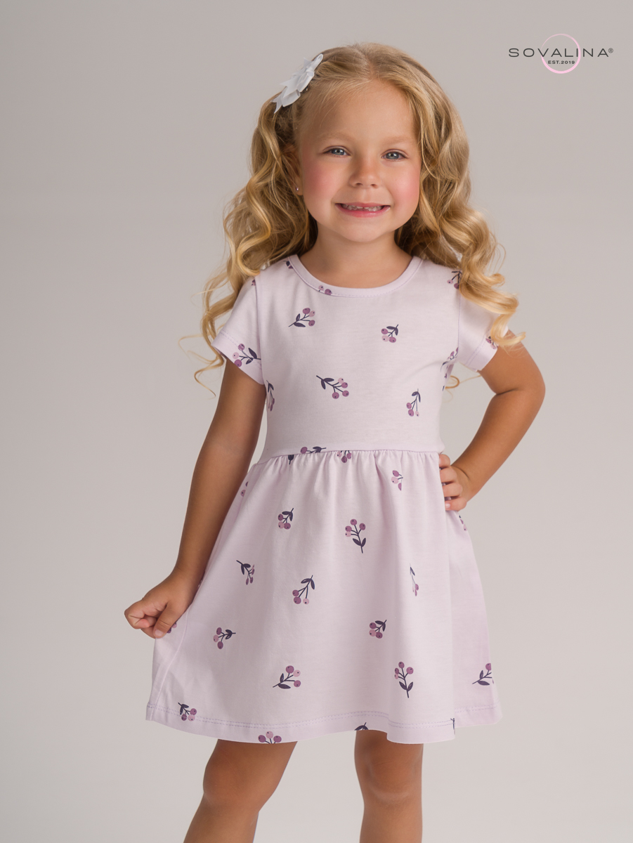 Платье Лето брусника сиреневая