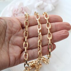 Цепочка с двойным звеном 20*8 мм, позолота, 50 см, А033