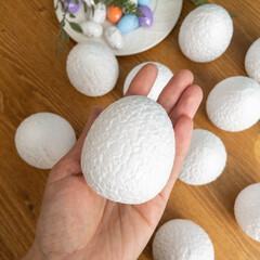 №2 Яйца пасхальные, Белые, из пенопласта, размер 7*5,5 см, набор 12 штук.