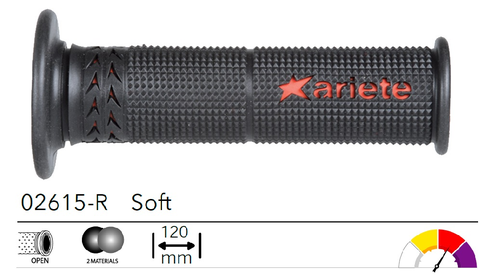 02615-R грипсы 2шт ESTORIL ROAD GRIPS BLACK-RED SOFT L.120mm