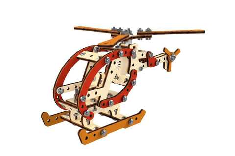 Вертолет M-WOOD - деревянный винтовой конструктор, 3D пазл. Сборная модель