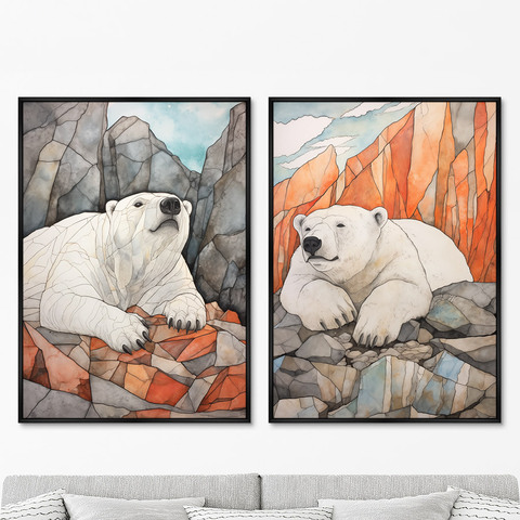 ArtNoMore - Набор из 2-х репродукций картин на холсте Polar bears, 2024г.