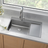 Lemark 9937149 KEZADRA 780L Мойка кухонная с крылом из нерж.стали (чаша слева) цвет:сталь в комплекте крепеж, арматура сливная с прямоуг.переливом, сифон