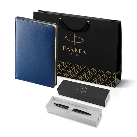 Подарочный набор: Шариковая ручка Parker  Jotter XL SE20 Monochrome в подарочной упаковке, цвет: Black, стержень: Mblue и Ежедневник синий недатирован