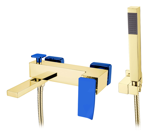Boheme Q 143-GUV.2 Смеситель для ванны с душем, цвет: синий,золото