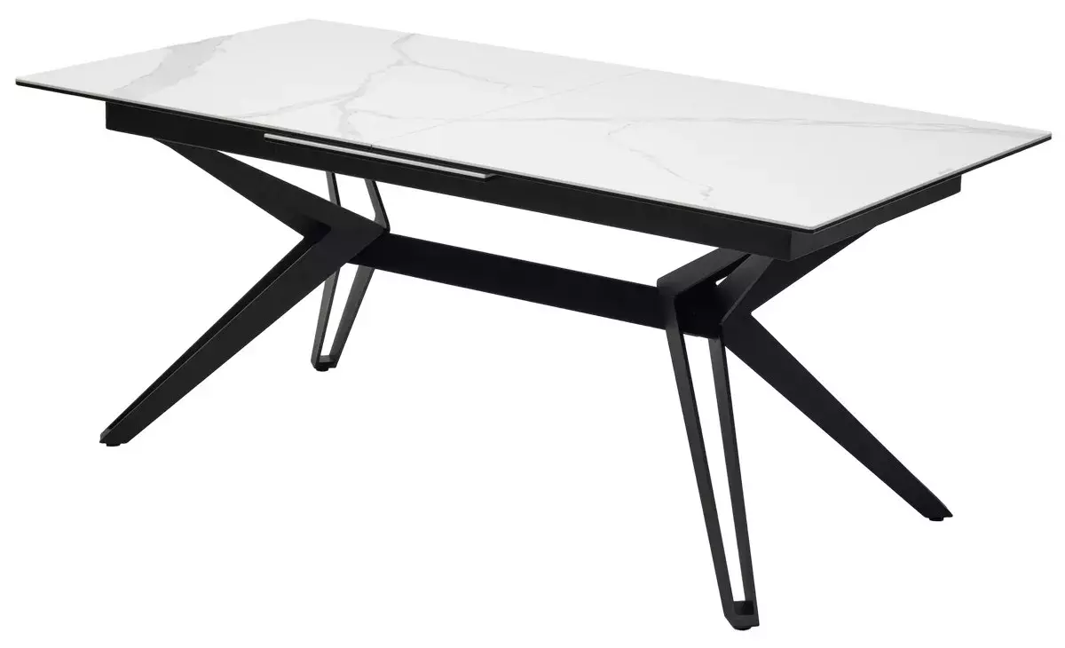 Стол URBINO 180 MATTE STATUARIO Белый мрамор матовый, керамика/ черный каркас, DISAUR