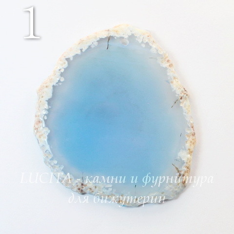 Подвеска Срез Агата, цвет - опалово-голубой (№1 (65х57 мм))