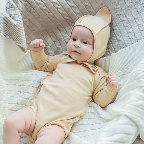 Long-sleeved bodysuit 3-18 months - Biscuit