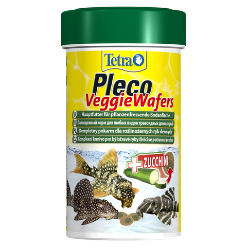 Tetra Pleco Veggie Wafers корм-пластинки с добавлением цуккини для донных рыб (100 мл)