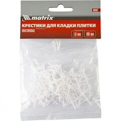 Крестики, 1.0 мм, для кладки плитки, 100 шт Matrix, 88082