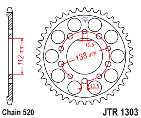 10627-43 звезда задняя (ведомая) стальная , 520, AFAM (JTR1303.43)