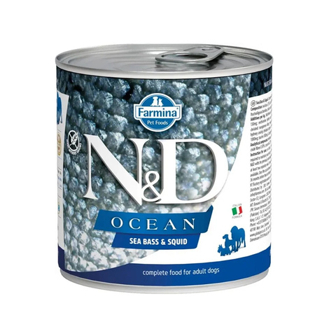 Влажный корм N&D DOG OCEAN COD&SQUID с сибасом и кальмаром для взрослых собак, 285 г