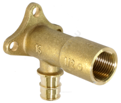 Водорозетка для PE-X труб радиальная латунь Дн 16х1/2" ВР L=70мм с фланцем РОС