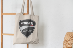 Сумка-шоппер с принтом Ducati (Дукати) бежевая 006