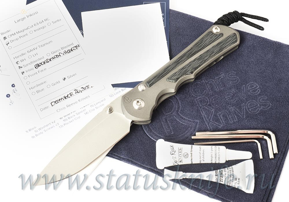 Нож Chris Reeve Large Inkosi Black Canvas Micarta MagnaCut 1012