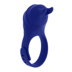 Синее эрекционное виброкольцо с клиторальной подушечкой и пультом ДУ Adjustable Fun Ring - 
