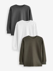 Лонгслив для мальчика Next 683-137, 3 шт., Белый, Хаки, Серый