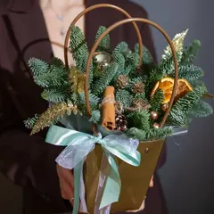 Новогодняя композиция Елка в сумке (цитрус)