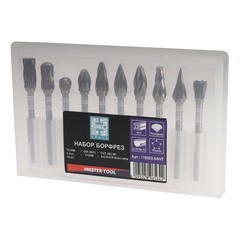 Набор бор-фрез твердосплавных 10шт HM S=3мм D=6мм ALU H-Tools 116003-6AHT