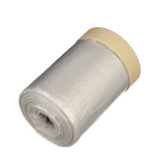 09-0-005 Пленка защитная с клейкой малярной лентой, прозрачная, HDPE, рулон 0,55х25м, толщина 8мкм РемоКолор