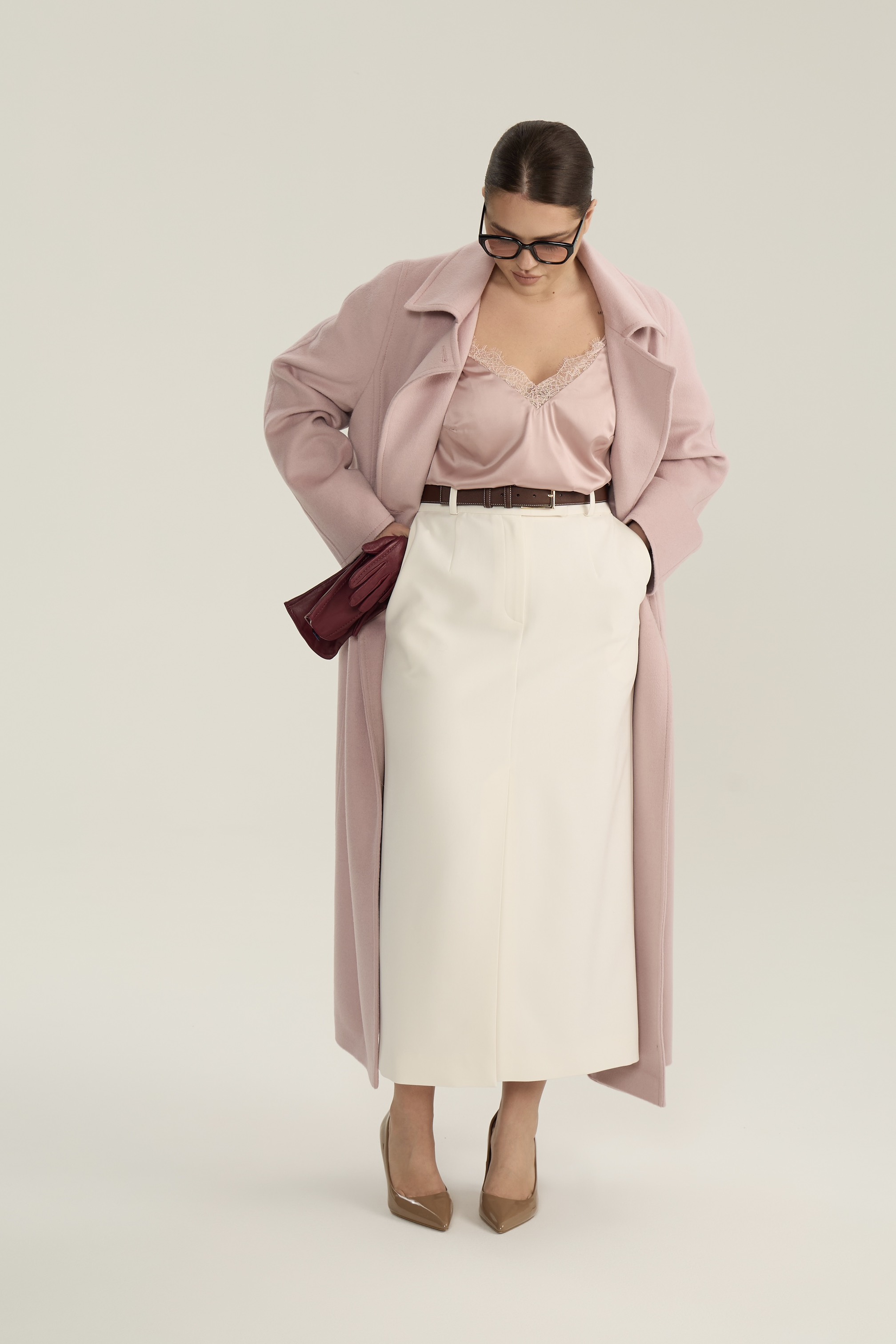 Юбка макси со шлицей, молочный