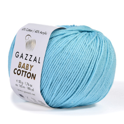Пряжа Gazzal Baby Cotton 3451 нежная бирюза