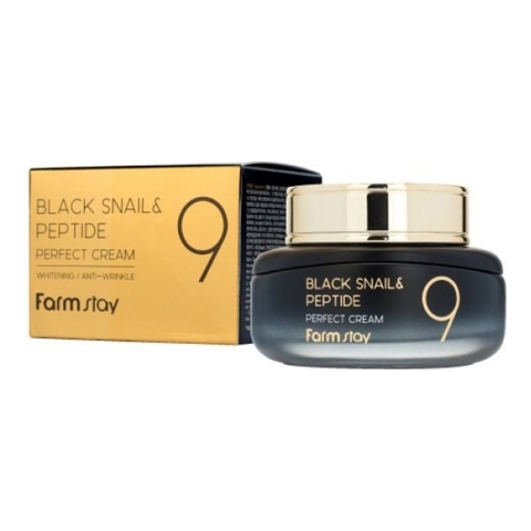 Farmstay Black snail peptide 9 perfect cream Крем для лица с черной улиткой и пептидами