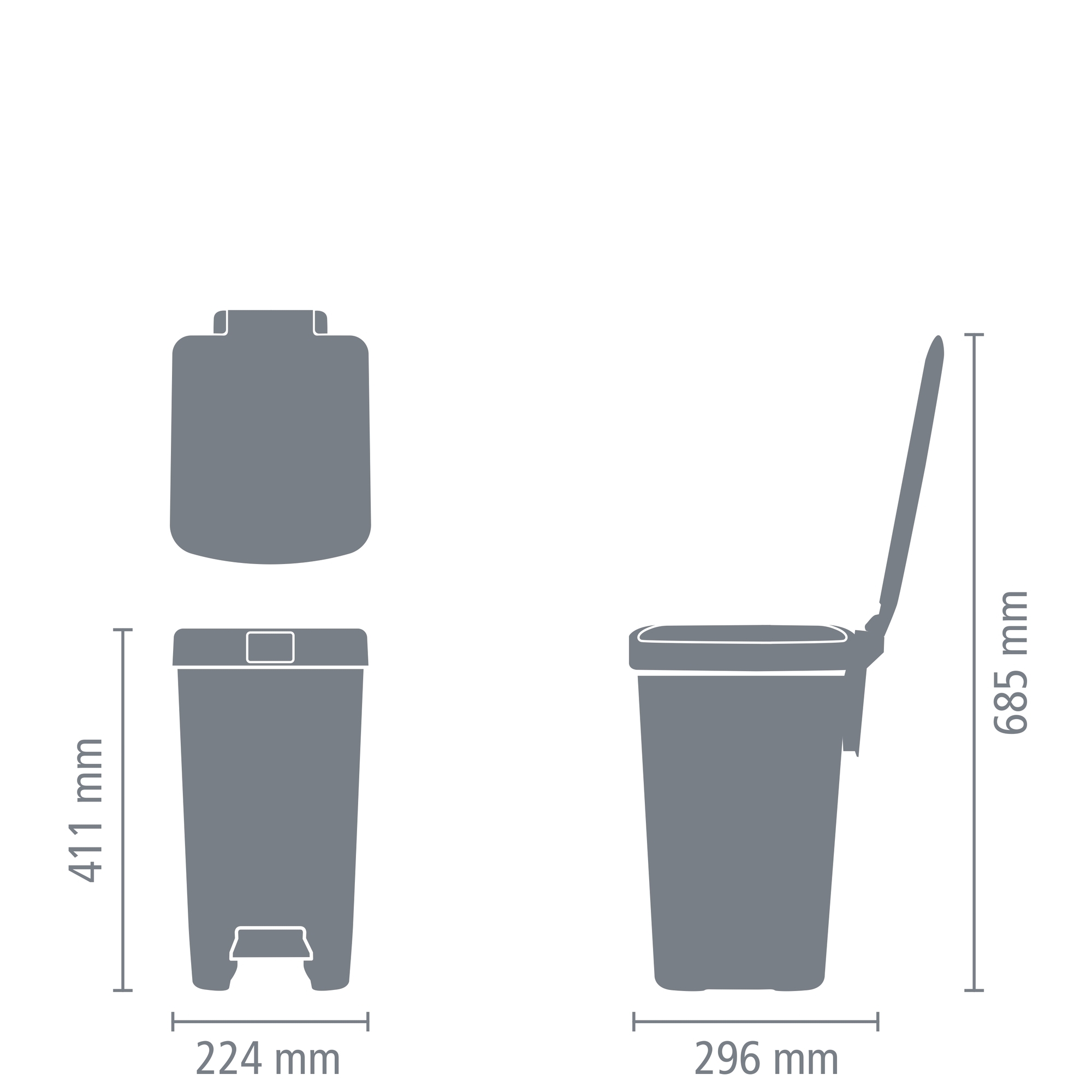 Бак с педалью StepUp (16), Светло-серый, арт. 800221 - фото 11