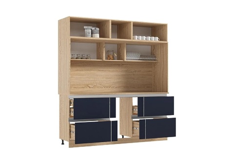 Центральная секция Карина 2.05 м сонома / пластер индиго