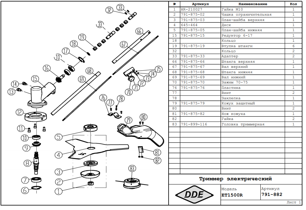Триммер электрический DDE et1300r. Триммер DDE eb1000rd запчасти. Вал нижней штанги для триммера gt260. Триммер DDE et1500r.