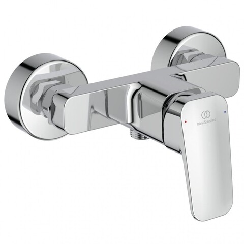 Ideal Standart BD250AA CERAPLAN Настенный смеситель для душа, монтаж на стандартных эксцентриках, металлические накладки, картридж FirmaFlow 38 мм с функцией HWTC (ограничение максимальной температуры горячей воды), без душевого гарнитура, металличес