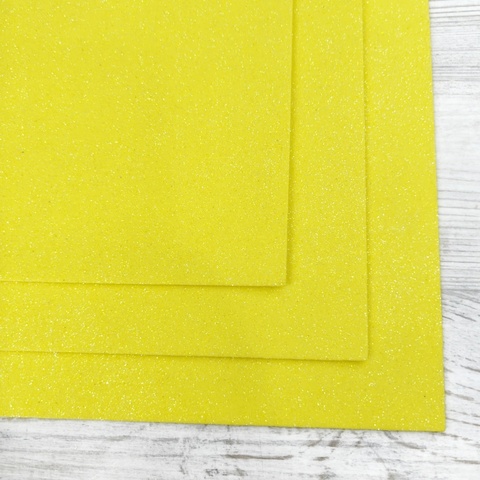 Фоамиран мерцающий Лимонно - желтый. Толщина 2.0мм. Лист 50х50см.