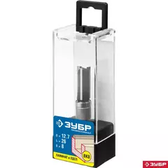 ЗУБР 12.7 x 26 мм, хвостовик 8 мм, фреза пазовая прямая с верхним подшипником, Профессионал (28781-12.7-26)