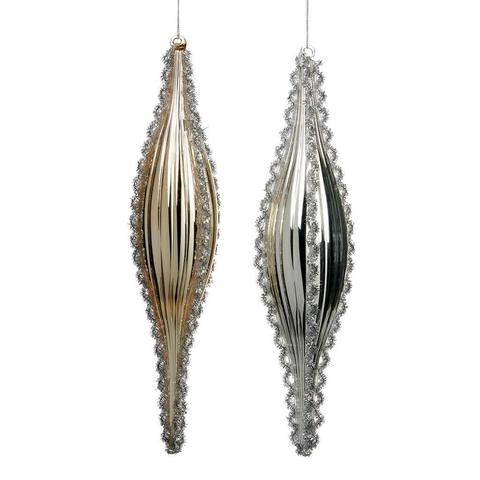 Вытянутый шарик серебро и шампанское 29см Goodwill Tins Striped