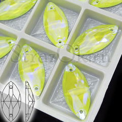 Купите яркие неоновые пришивные стразы в Москве Navette Neon Yellow Shimmer для украшения купальника