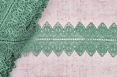 Кружево плетёное, ш. 8,5 см, бирюзово-зелёный