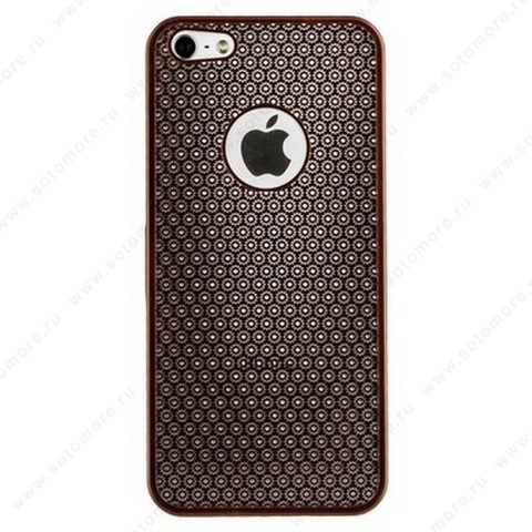 Накладка металлическая цветок для iPhone SE/ 5s/ 5C/ 5 красная
