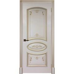 Купить Межкомнатная дверь эмаль Багет 3 слоновая кость патина золото глухая