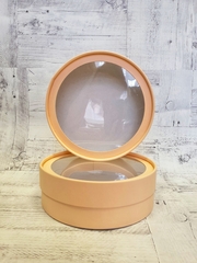 Коробка круглая с окном персик 18х6 см